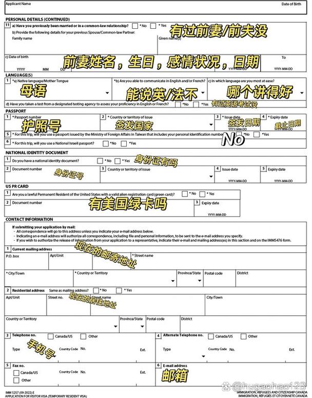 加拿大签证imm 5257