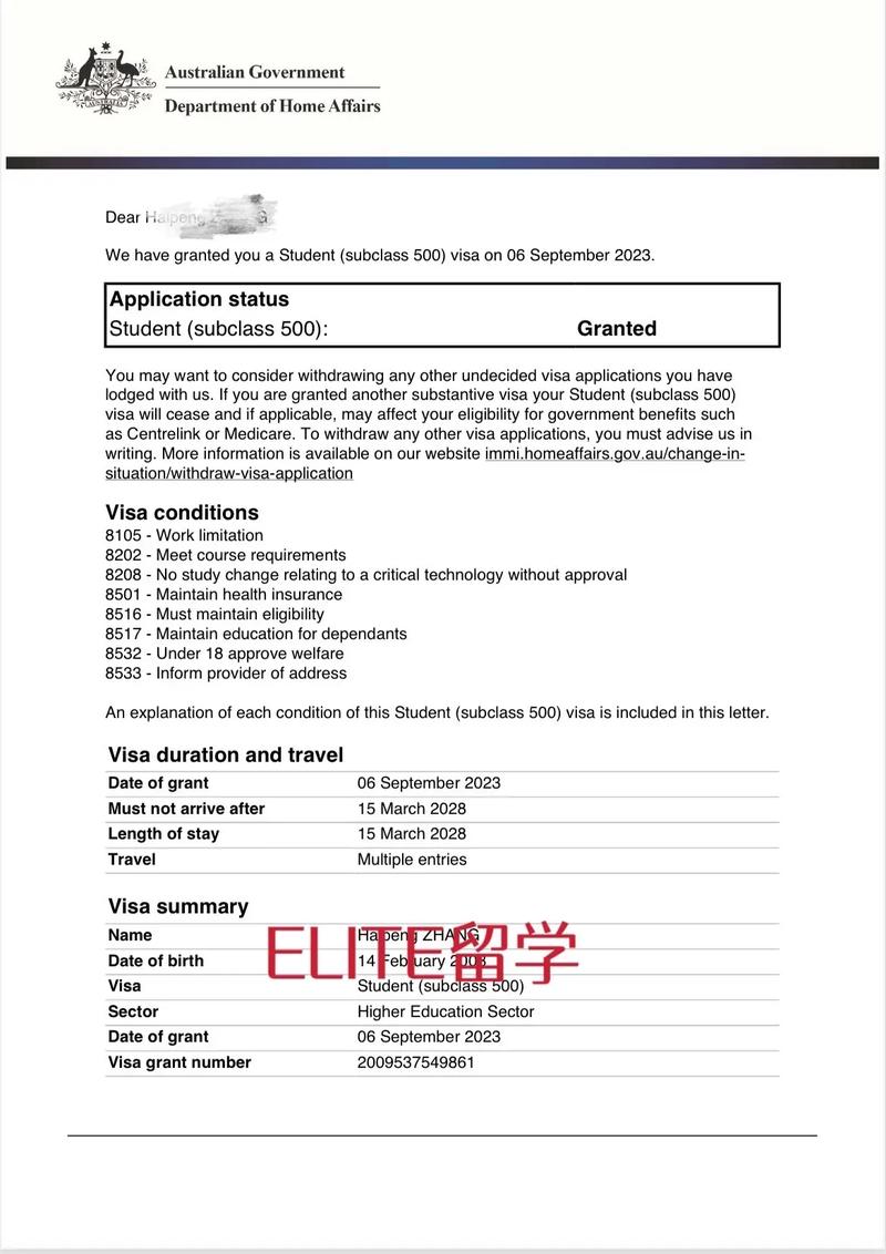 澳洲received签证状态