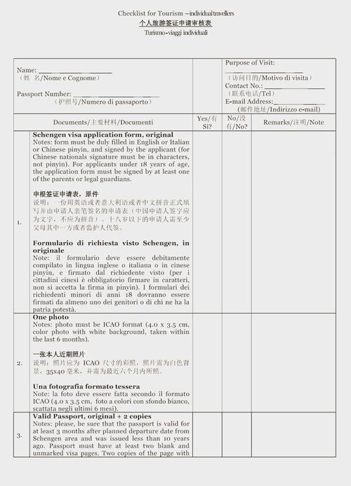 办理意大利签证需要什么材料