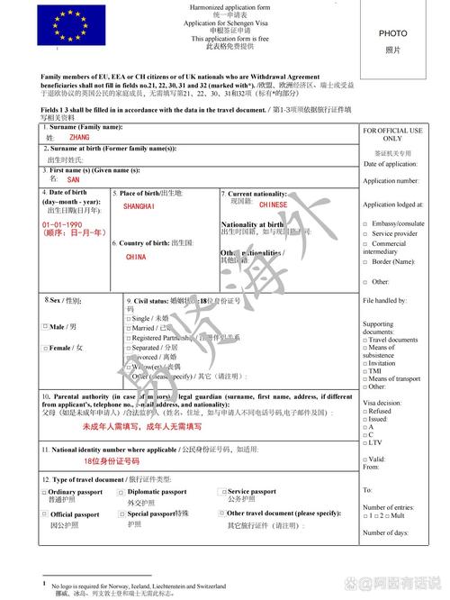 英国签证个人信息表模板