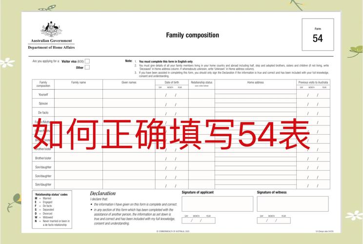 澳大利亚签证个人资料表