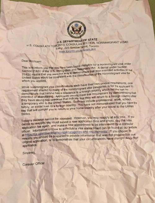 加拿大签证 白本 拒签